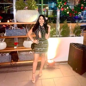 Zara Sequin Cross neck dress